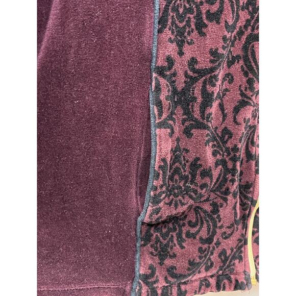 Catherines Jacket Womens Size 1X 18/20 Burgundy Paisley Velour Full Zip Front - Picture 5 of 7